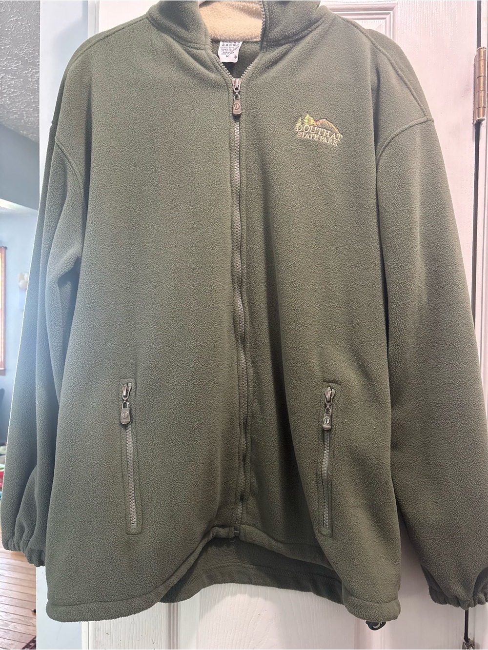 Olive Green Full-Zip Fleece Jacket - Men's